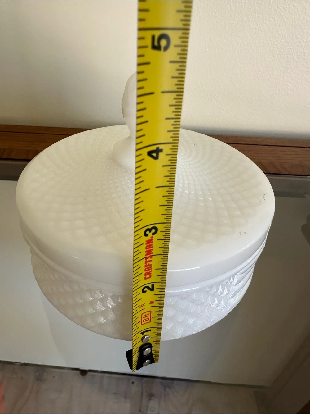 Vintage Milk Glass Diamond Quilted Lidded Trinket Dish